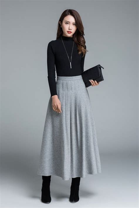 outfit grey skirt|gray pleated maxi skirt outfits.